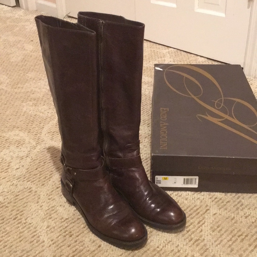 Enzo Angiolini dark brown riding boot